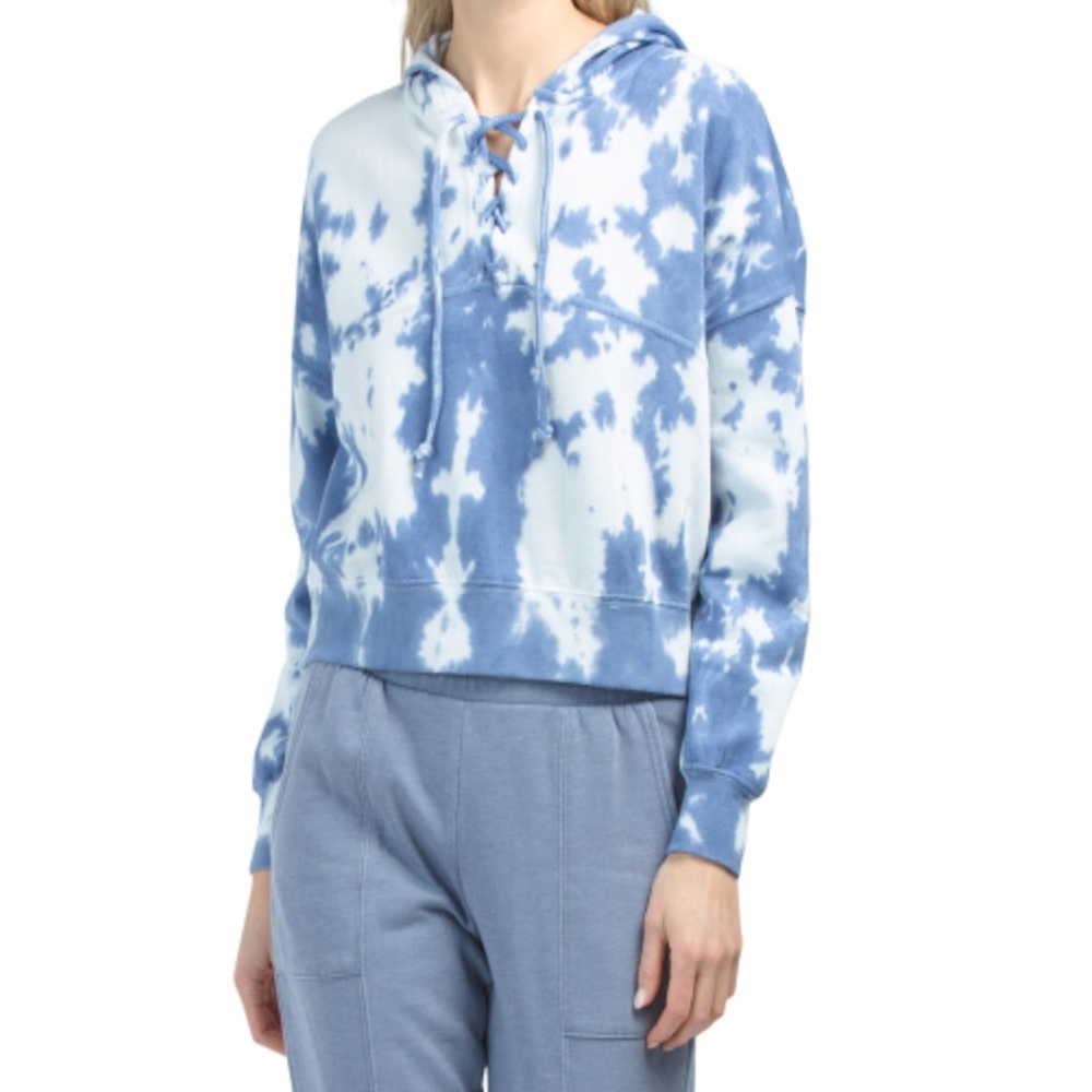 Tie Dye Lace-Up Hooded Sweatshirt NWT